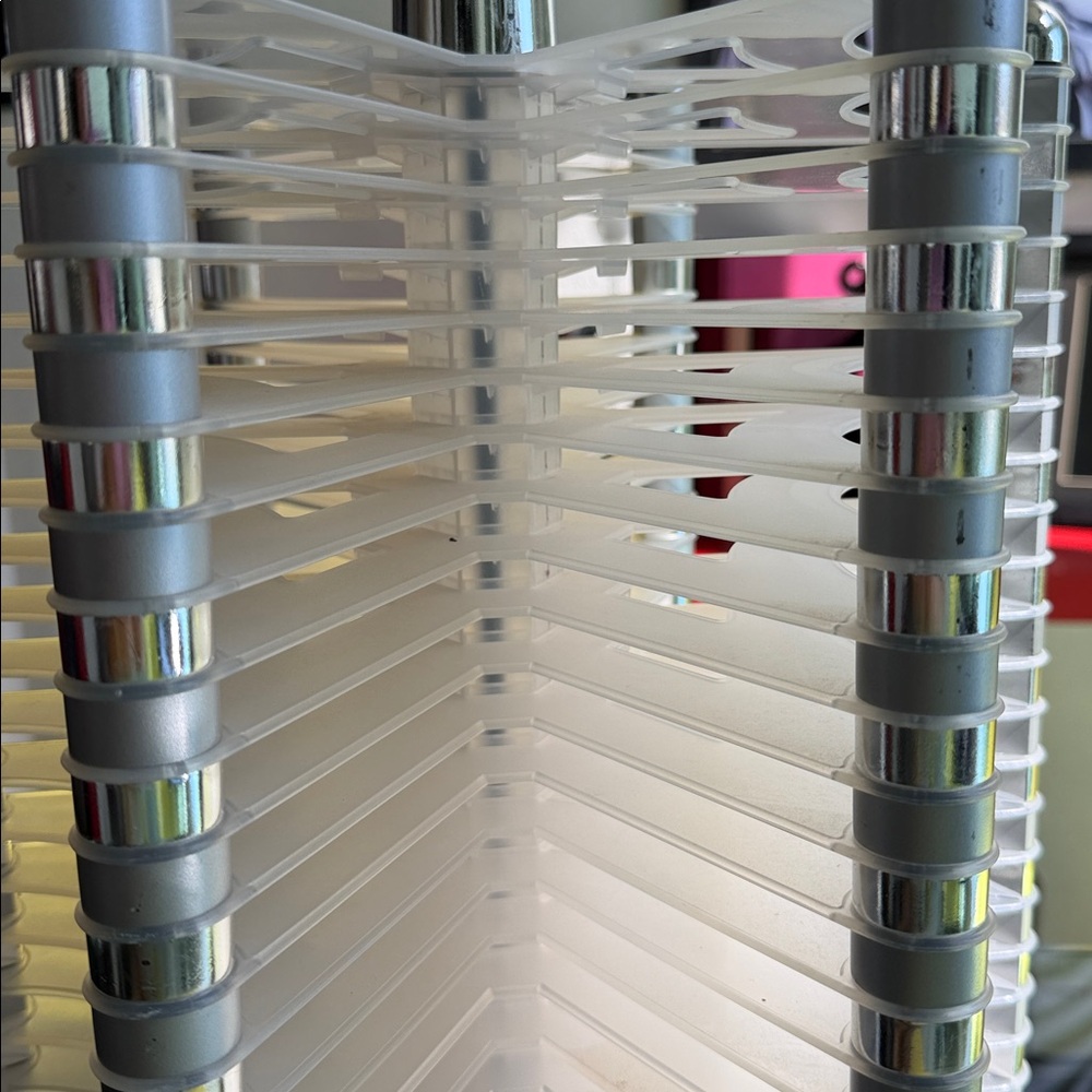 Rare Vintage 90s MCM Space Age Rotating CD Tower Carousel Frosted Acrylic Chrome - Picture 6 of 6